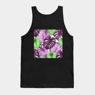 Pink Monstera Tropical Leaves Tank Top